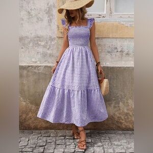 Purple Gingham Maxi Dress Sz M